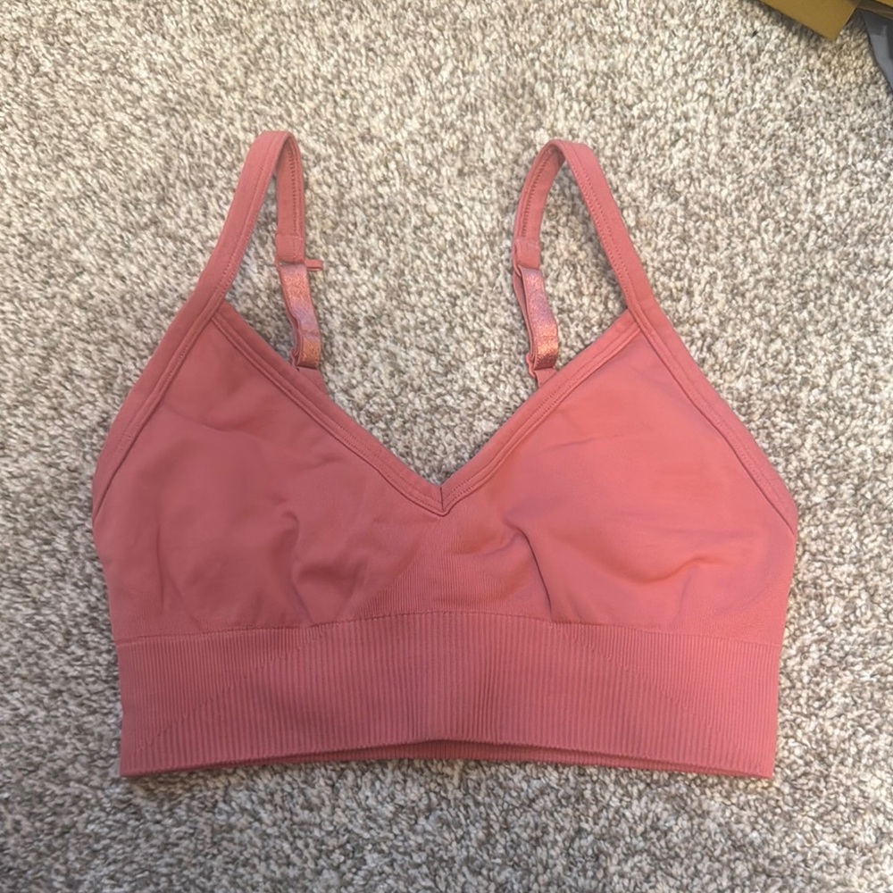 Lululemon Pink Sports Bra with Crisscross Design